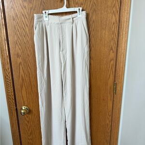 Light Beige Wide Leg Dress Pants